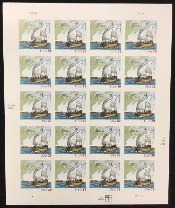 4073   Samuel de Champlain   MNH  39 c Sheet of 20   FV $7.80   Issued 2006