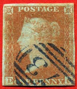 1841 Penny Red (DG) Blue Cancel cat 250 pounds