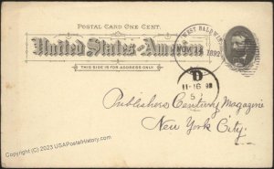 USA 1892 West Baldwin Maine Cancel Postal Card Cover 111604