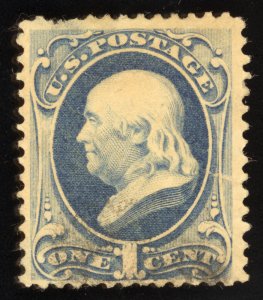 US Scott 145 Used 1c ultramarine Benjamin Franklin, w/o Grill Lot T990 bhmstamps