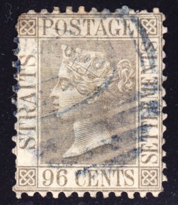 Malaya Straits Settlements Scott 19  wtmk CC  perf 12 1/2 Fine used. FREE...