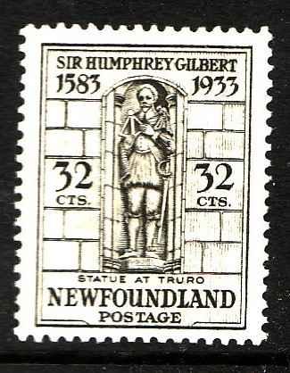 Newfoundland  #13711 - Scott #225 - 32c Gilbert statue - og - hinged