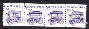 Omnibus 1880's 1c  Line Pair in strip of 4.  Plate number-1 VF/NH