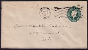 Canada # U 37 Used Envelope  Hamilton Dec1 1931 cancel