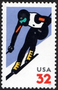 SC#3180 32¢ Winter Sports, Alpine Skiing Single (1998) MNH