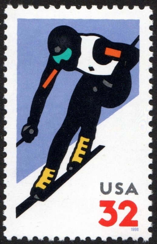 SC#3180 32¢ Winter Sports, Alpine Skiing Single (1998) MNH