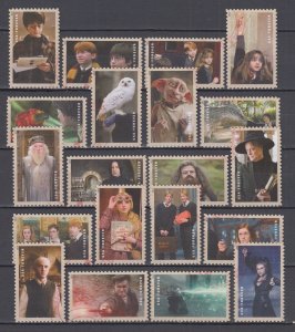 (G) USA #BK307 4825-44 Harry Potter Full Set of 20 Used (Out of paper & gum)