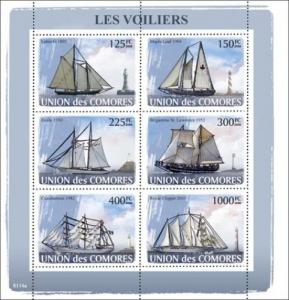 COMORES 2008 SHEET VOILIERS SAILING SHIPS TALL BATEUAX A VOILE NAVIOS cm8114a