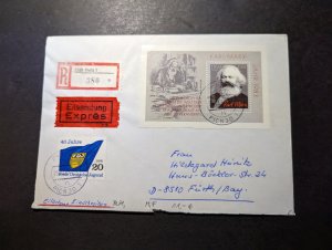 1983 Registered Express Germany DDR Cover Peitz to Furth Karl Marx