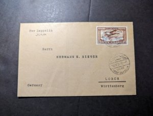 1931 Egypt Airmail LZ 127 Graf Zeppelin Cover Cairo to Lorch Wurtt Germany