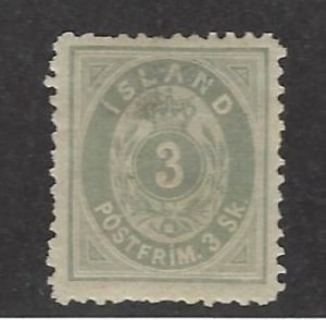 Iceland SC#5 Gray Mint ragged perfs VF SCV$550.00...fill Quality!