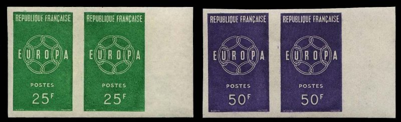 France, 1950-Present #929-930 (YT 1218-1219) Cat€310, 1959 Europa, set of t...