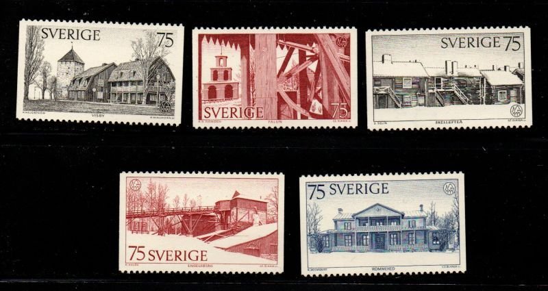 Sweden Sc 1124-28 1975 various Buildings stamp set mint NH