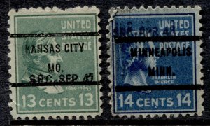 US Stamps #818-819 USED PRE-CANCELS