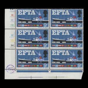 Great Britain 1967 (Variety) 9d EFTA phosphor cylinder block missing brown