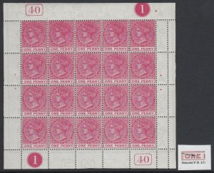 St. Christopher, Sc 9 (SG 13, 13a), Complete pane of 20 w/ Distorted E variety