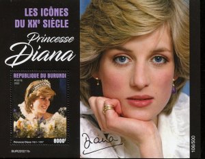 BURUNDI  2022 ICONS OF THE 20th CENTURY PRINCESS DIANA SOUVENIR SHEET  MINT NH