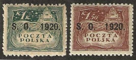 Eastern Silesia 46-47, mint,  hinged,  1920.  (D248)