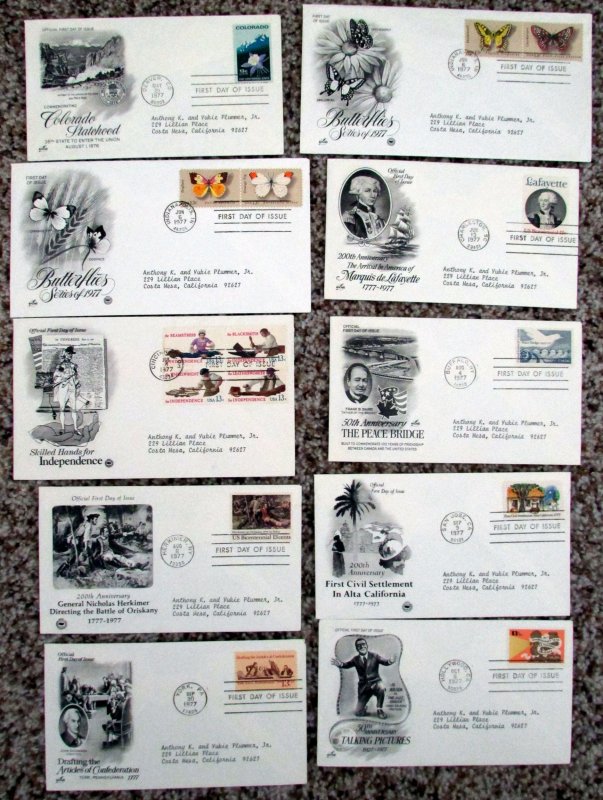 FDC   Lot of 10  Art Craft, CV = $ 12.00      Lot  230821 -02