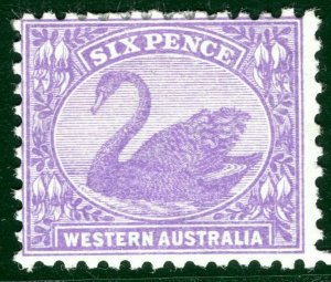 WESTERN AUSTRALIA SG.115 6d Bright Violet (1906) SWAN Mint MM Cat £50 GRBLUE110