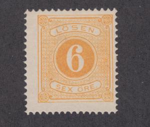 Sweden Sc J4 MLH. 1874 6ö yellow Postage Due, nice color 