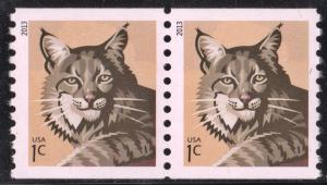 SC#4802 1¢ Bobcat Coil Pair (2013) MNH