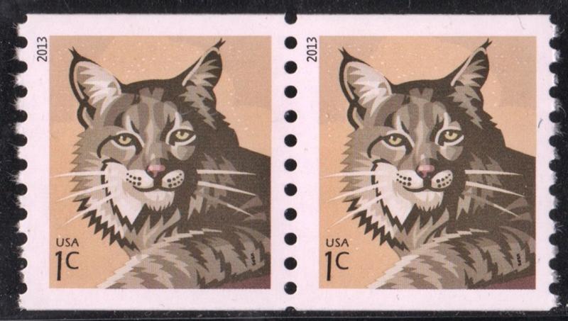 SC#4802 1¢ Bobcat Coil Pair (2013) MNH