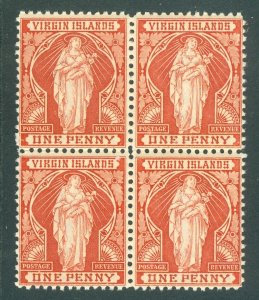 SG 44 Virgin Islands 1889. 1d brick red. Unmounted mint block of 4 CAT £24