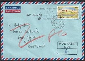 TRISTAN DA CUNHA 1998 postage due cover to Scotland........................73404