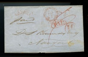 ?1851 to NY PAID TEN red h/s, arched CANADA, Kennedy correspondenc Canada cover