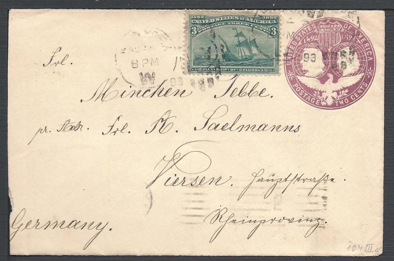 Scott #232, #U349, New York , 1893 Columbian Issue