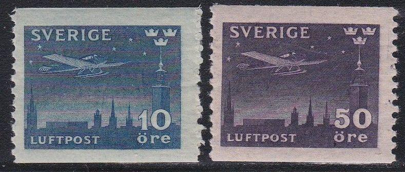 Sweden #C6-7 F-VF Mint NH ** Airplane over Stockholm