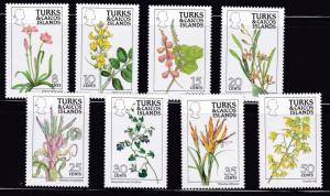 Turks & Caicos Islands 1990 Scott 790-805 Complete (16) FLOWERS Pristine NH/(**)