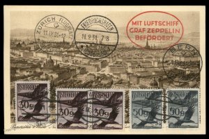 Austria 1931 Graf Zeppelin Si127 Zurich Switzerland 87 Flown Cover 99819