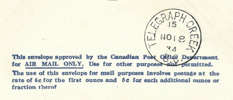 Doyle's_Stamps: Canadian Postal History: Atlin-Telegraph Creek 1st Flight Cover