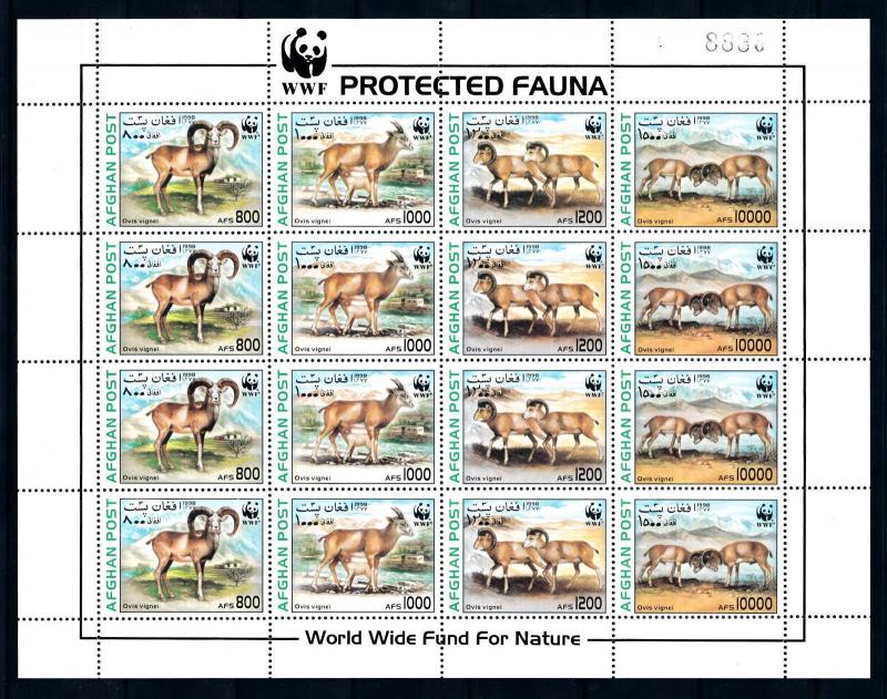 [94475] Afghanistan 1998 Wild Life Urial Wild Sheep WWF Sheet MNH