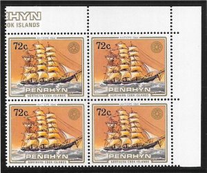 Penrhyn Islands # 280  72c Antiope   margin block (MNH) CV $9.00