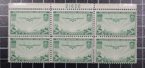 Scott C21 - 20 Cents Clipper - Plate Block Of 6 MNH Bottom # 21622 SCV $85.00