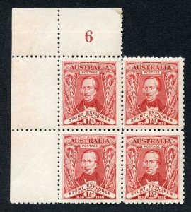 Australia SG117 1 1/2d 1930 Centenary Plate 6 Block U/M