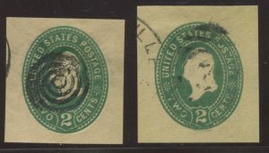 U309 & U310 Washington RARE Die 1 Used Cut Squares each with Crowe Cert HV108