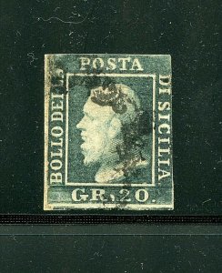 Italy-Sicily #17 (IT185) Ferdinand II, 20 Dark Gray Violet, U, FFVF, CV$775.00