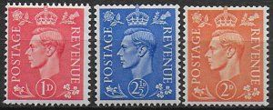 1937 Gran Bretagna 3v. sideway MNH Unificato n. 210Ac/13Ac