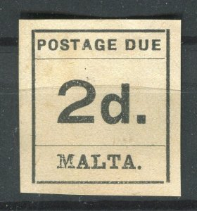 MALTA; 1925 early Imperf Postage Due issue Mint unused 2d. value