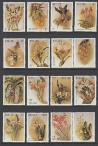 Belize Sc 882-897 MNH. 1987 Orchids, complete set incl souvenir sheets, fresh VF