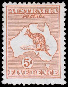 Australia Scott 7 (1913) Mint H VF, CV $150.00 M