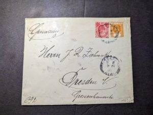 1911 British Straits Settlements Cover Singapore to Dresden Germany