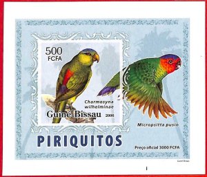 A0728b  - GUINEA-BISSAU -  ERROR   IMPERF SHEET -   BIRDS Parrots 2006