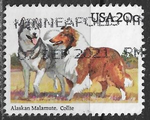 US ~ Scott # 2100 ~ Used ~ Alaskan Malamute & Collie