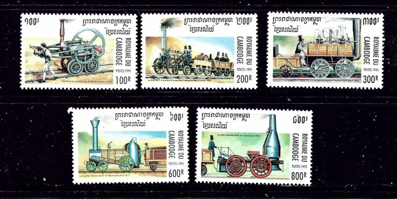 Cambodia 1446-50 MNH 1995 Early Trains