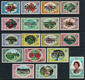 Dominica #584-601* NH  CV $16.75  1978 Independence overprints set complete